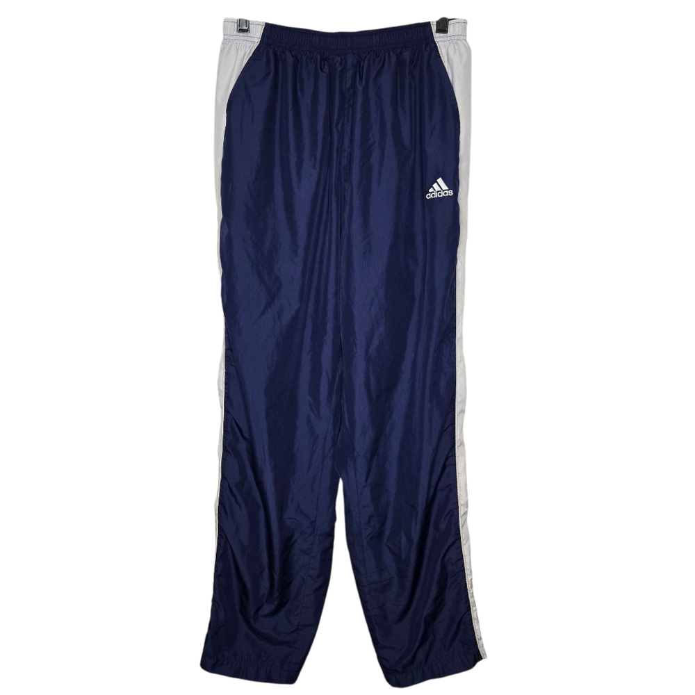 Adidas Y2k Nylon Mesh Lined Windbreaker Track Pants‎ Zip Ankles Blue Mens Large